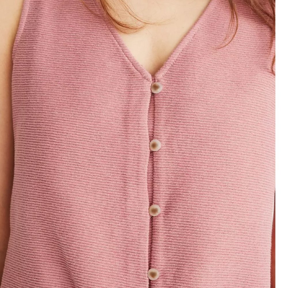 Texture & Thread Button-Front Tie Tank Top - Picture 3 of 3